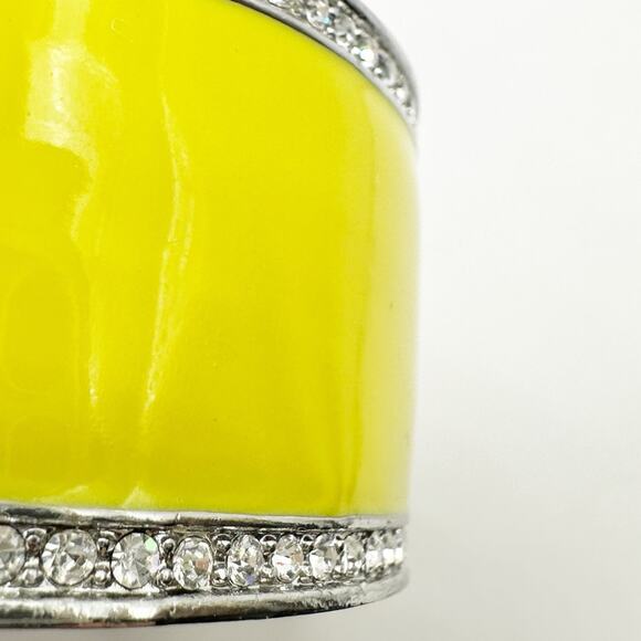 Ann Taylor Yellow Enamel Bracelet  Wide Bangle Magnetic Closure Preppy Jewelry - Picture 7 of 11